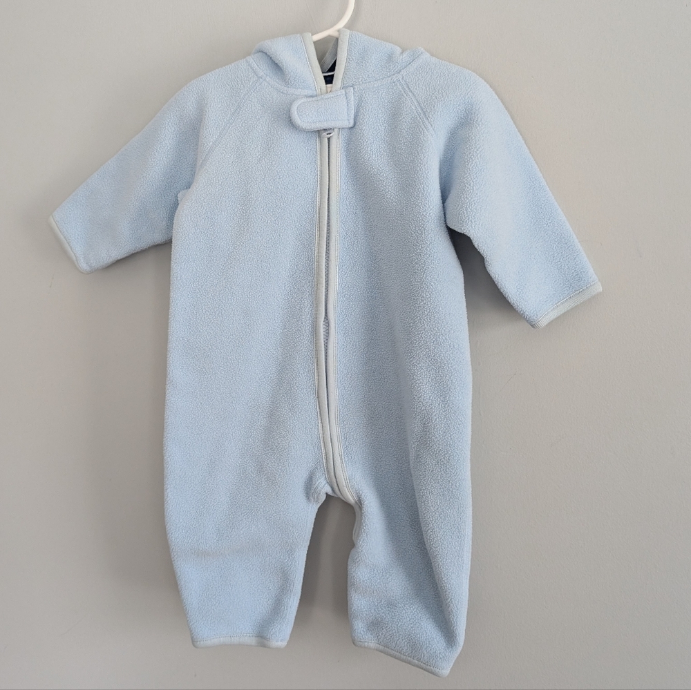 Hanna Andersson Baby Fleece Bunting Suit Hooded Light Blue Size 70 (6-12M) Zip
